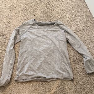 Long Sleeve Crewneck Top - Light Gray